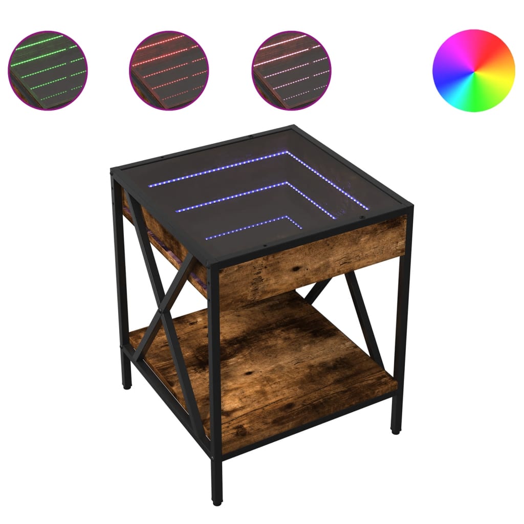 Salontafel met Infinity LED 40x40x49 cm gerookt eikenkleurig is nu te koop bij PeponiXL, paradijselijk wonen!