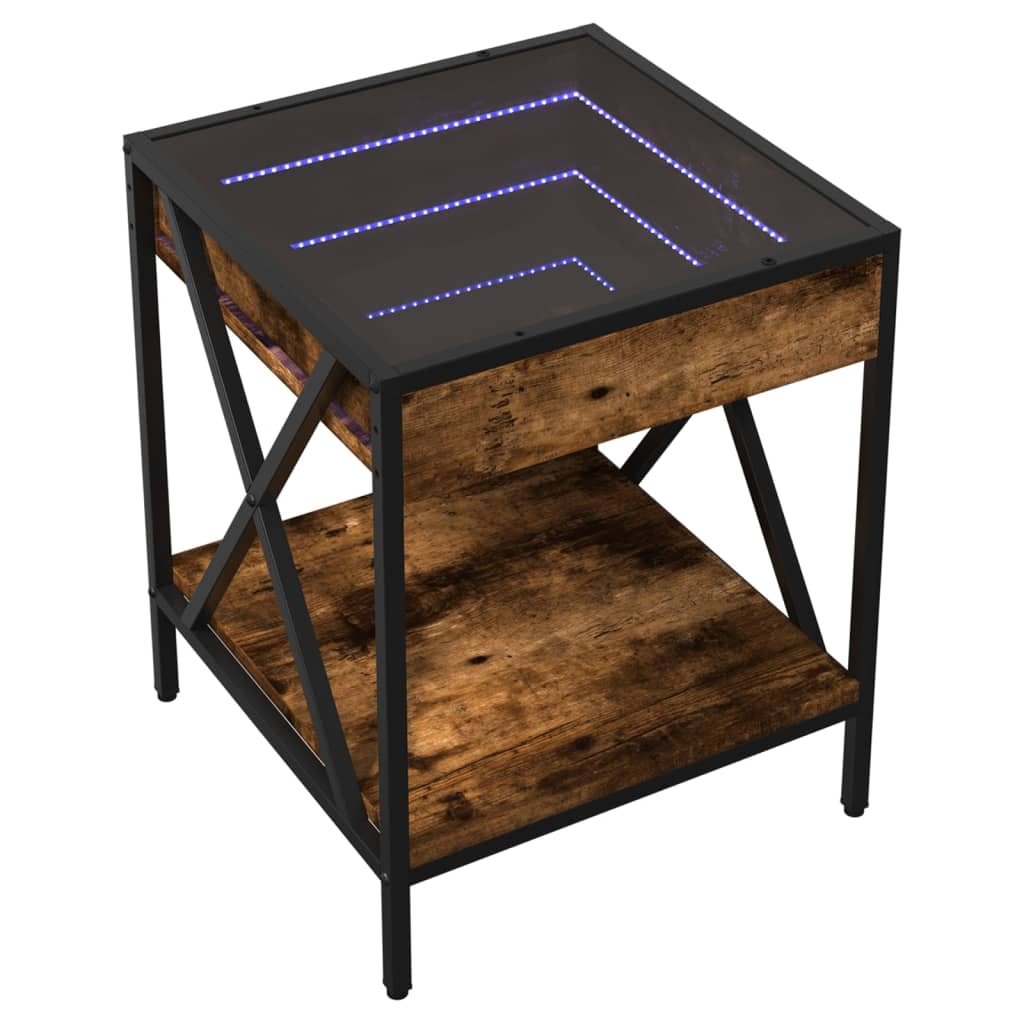 Salontafel met Infinity LED 40x40x49 cm gerookt eikenkleurig is nu te koop bij PeponiXL, paradijselijk wonen!