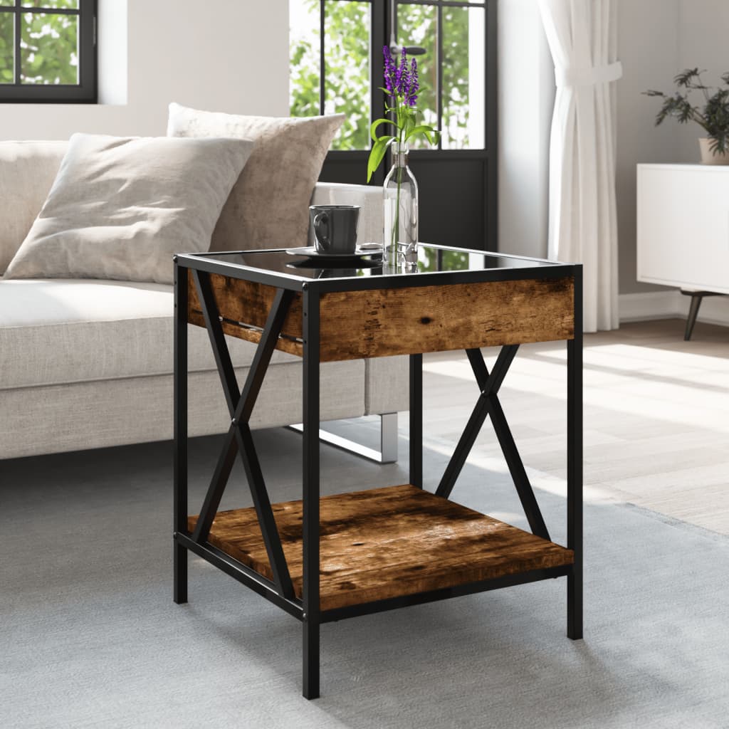 Salontafel met Infinity LED 40x40x49 cm gerookt eikenkleurig is nu te koop bij PeponiXL, paradijselijk wonen!