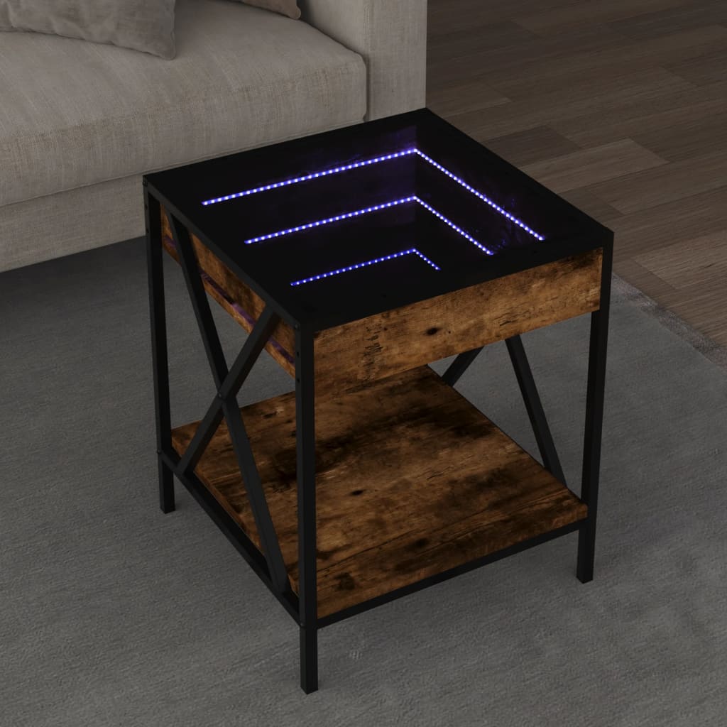 Salontafel met Infinity LED 40x40x49 cm gerookt eikenkleurig is nu te koop bij PeponiXL, paradijselijk wonen!