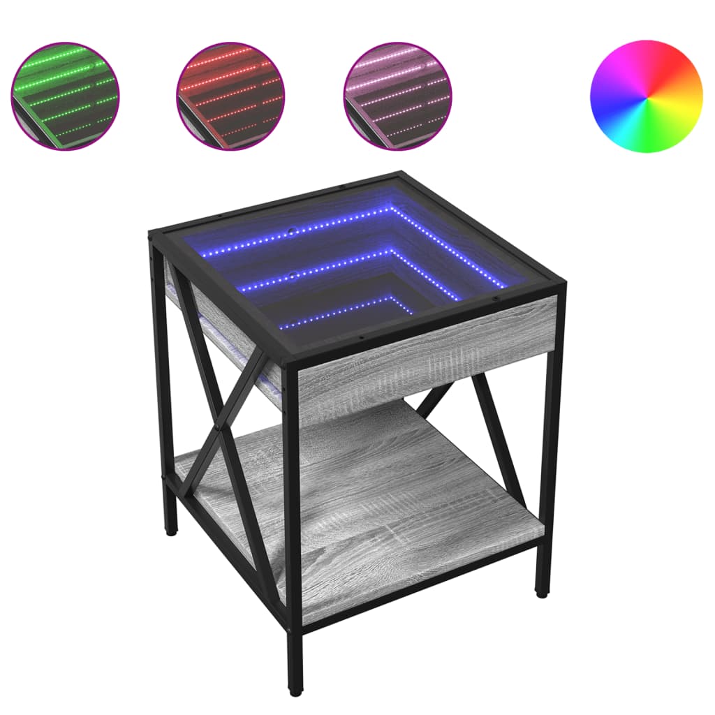 Salontafel met Infinity LED 40x40x49 cm grijs sonoma eikenkleur is nu te koop bij PeponiXL, paradijselijk wonen!