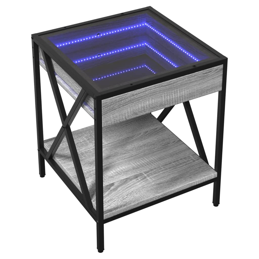 Salontafel met Infinity LED 40x40x49 cm grijs sonoma eikenkleur is nu te koop bij PeponiXL, paradijselijk wonen!