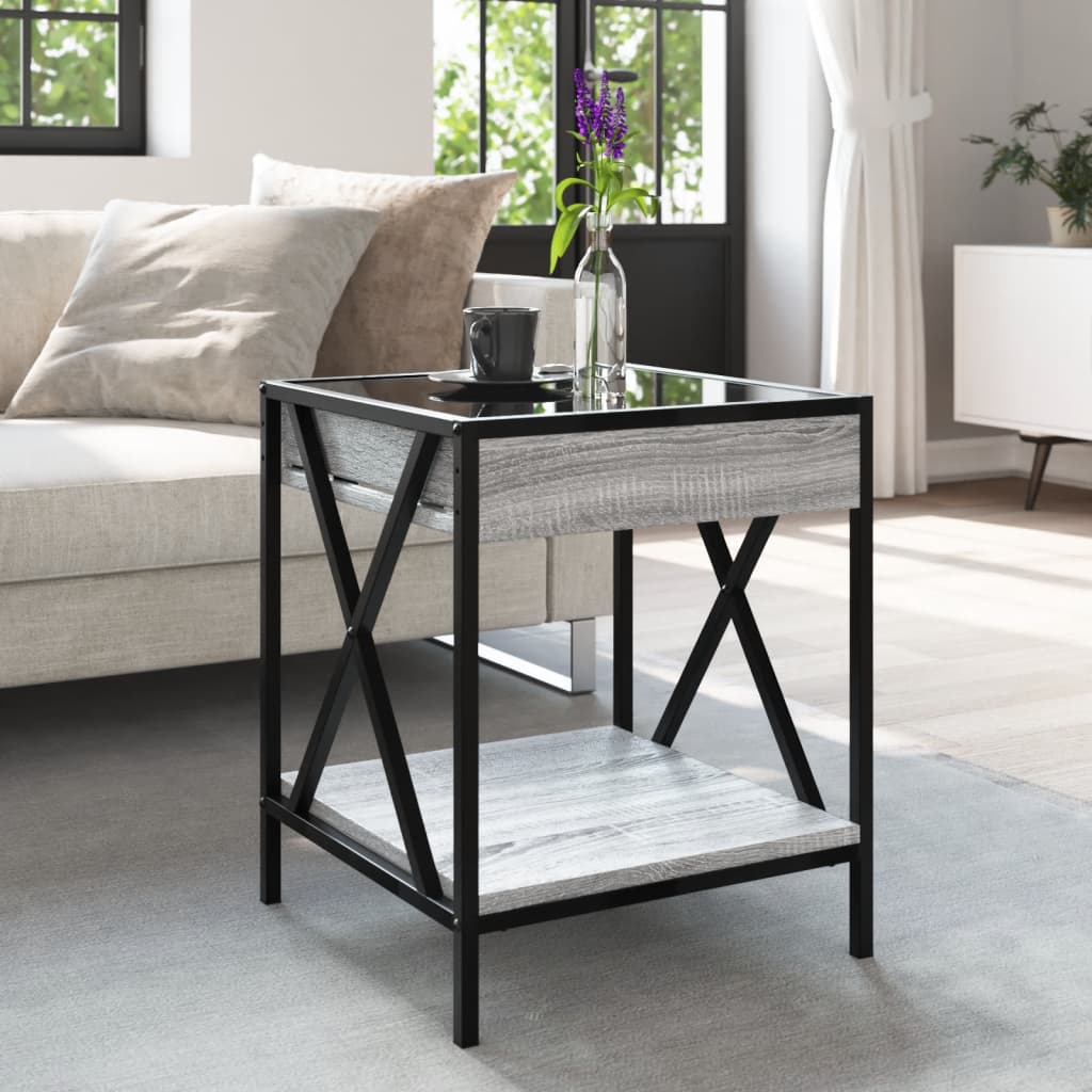 Salontafel met Infinity LED 40x40x49 cm grijs sonoma eikenkleur is nu te koop bij PeponiXL, paradijselijk wonen!