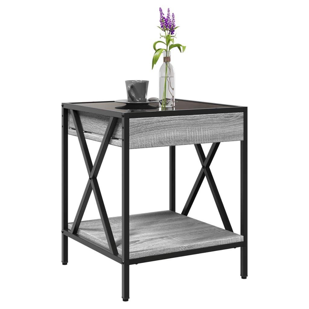 Salontafel met Infinity LED 40x40x49 cm grijs sonoma eikenkleur is nu te koop bij PeponiXL, paradijselijk wonen!
