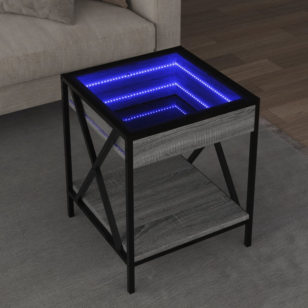 Salontafel met Infinity LED 40x40x49 cm grijs sonoma eikenkleur is nu te koop bij PeponiXL, paradijselijk wonen!