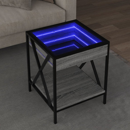 Salontafel met Infinity LED 40x40x49 cm grijs sonoma eikenkleur is nu te koop bij PeponiXL, paradijselijk wonen!