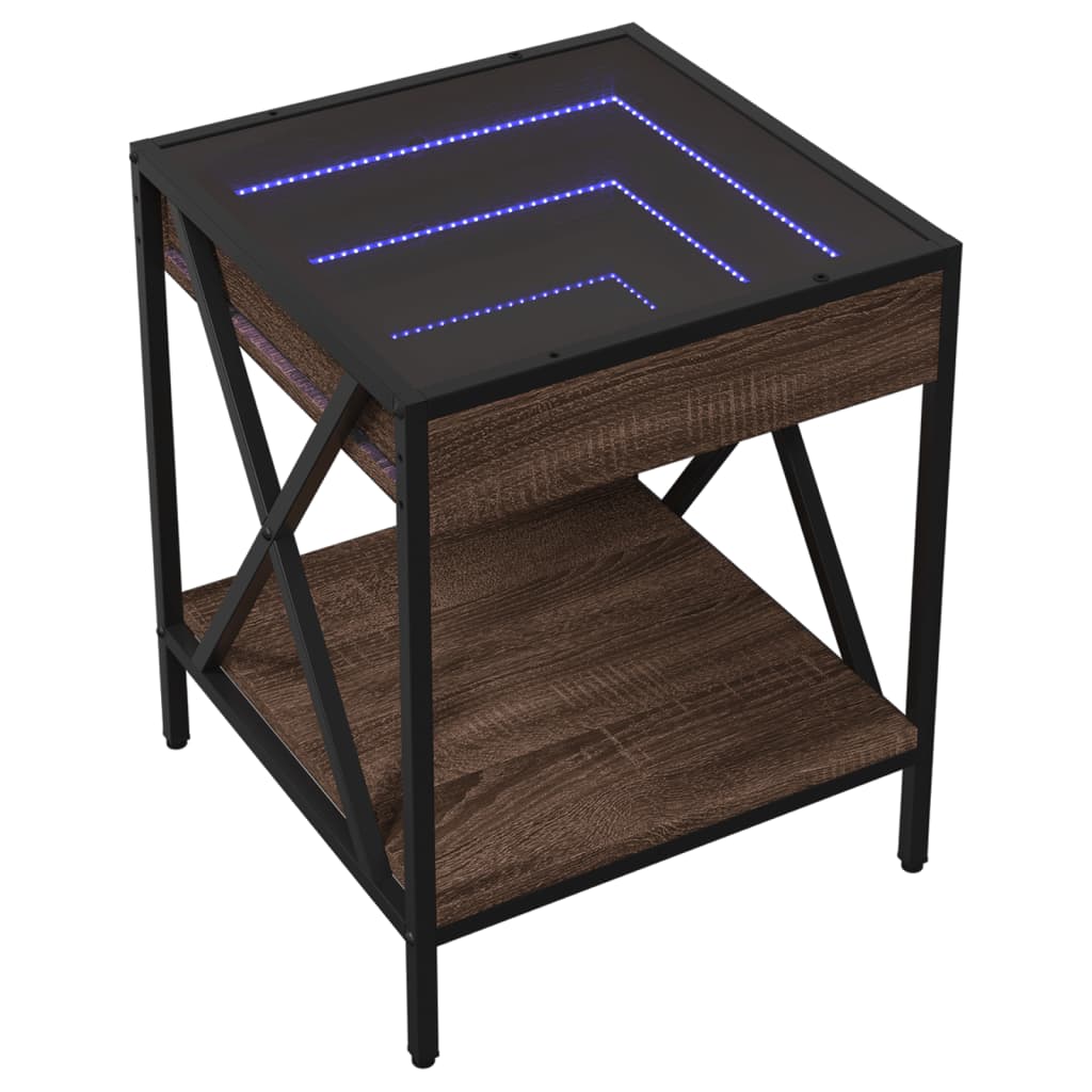 Salontafel met Infinity LED 40x40x49 cm bruin eikenkleurig is nu te koop bij PeponiXL, paradijselijk wonen!