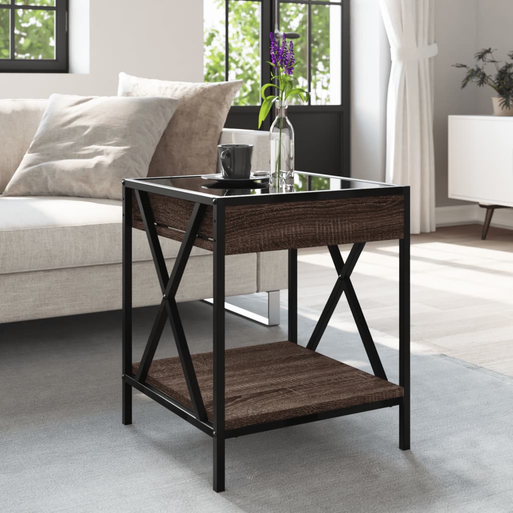 Salontafel met Infinity LED 40x40x49 cm bruin eikenkleurig is nu te koop bij PeponiXL, paradijselijk wonen!