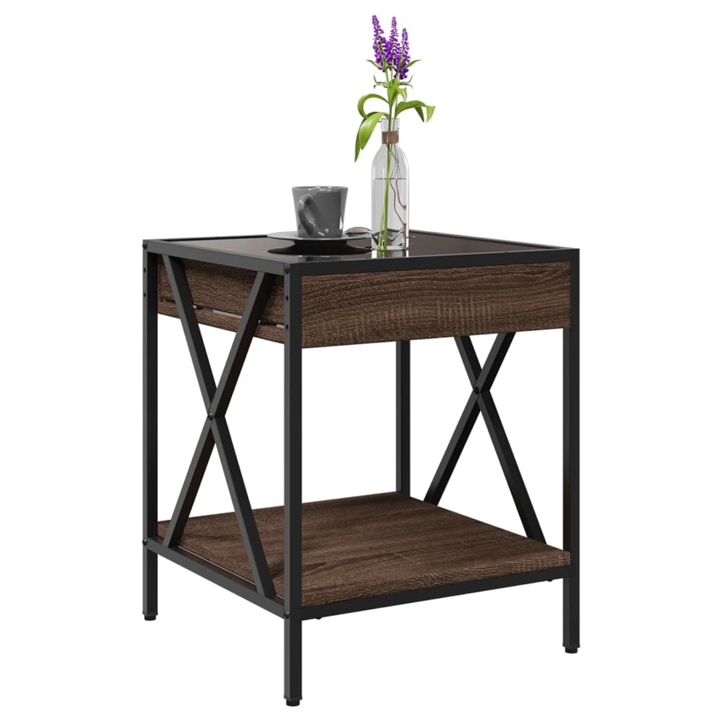 Salontafel met Infinity LED 40x40x49 cm bruin eikenkleurig is nu te koop bij PeponiXL, paradijselijk wonen!