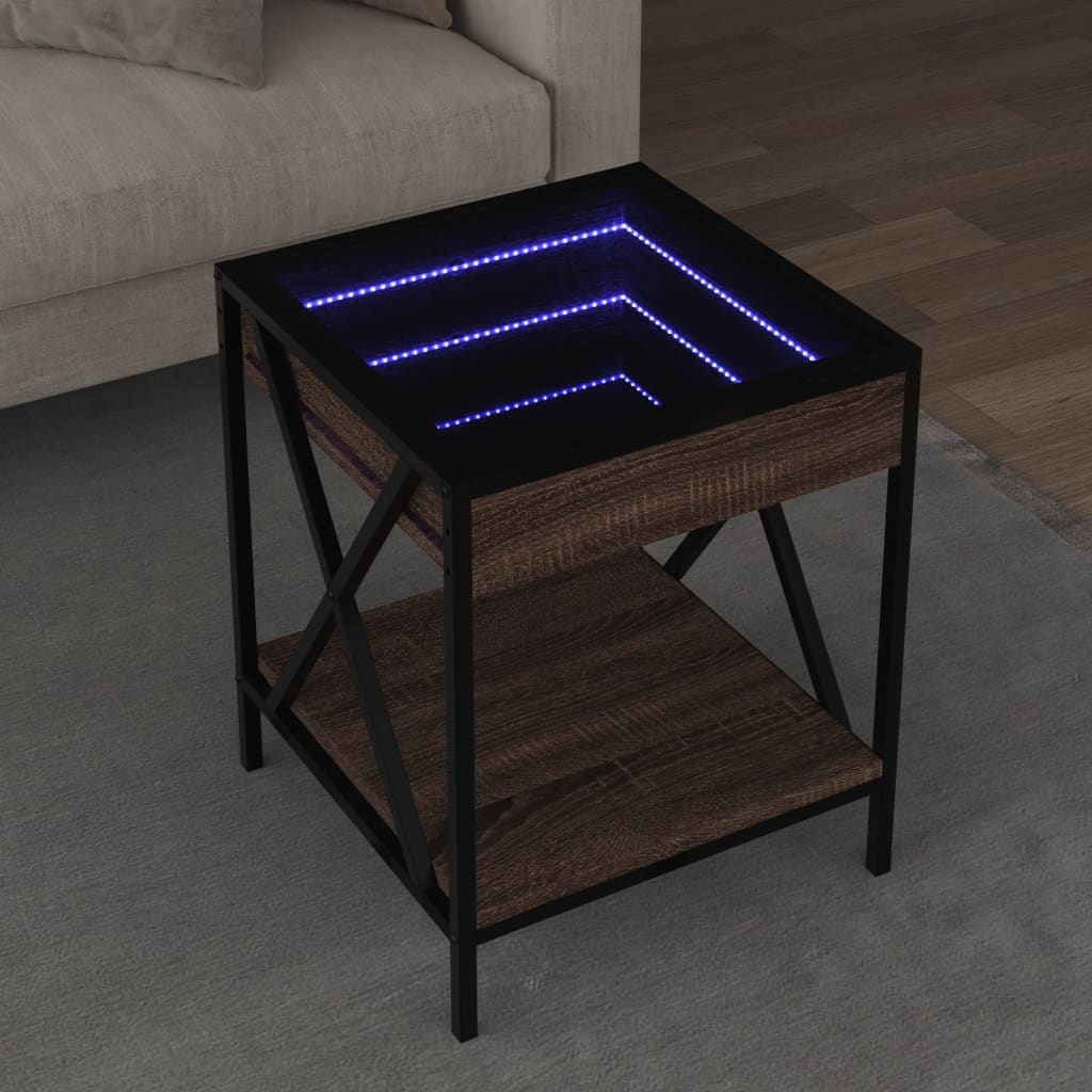 Salontafel met Infinity LED 40x40x49 cm bruin eikenkleurig is nu te koop bij PeponiXL, paradijselijk wonen!