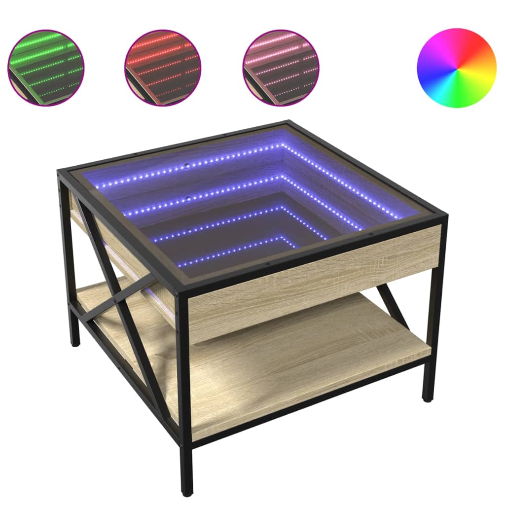 Salontafel met Infinity LED 50x50x38 cm sonoma eikenkleurig is nu te koop bij PeponiXL, paradijselijk wonen!