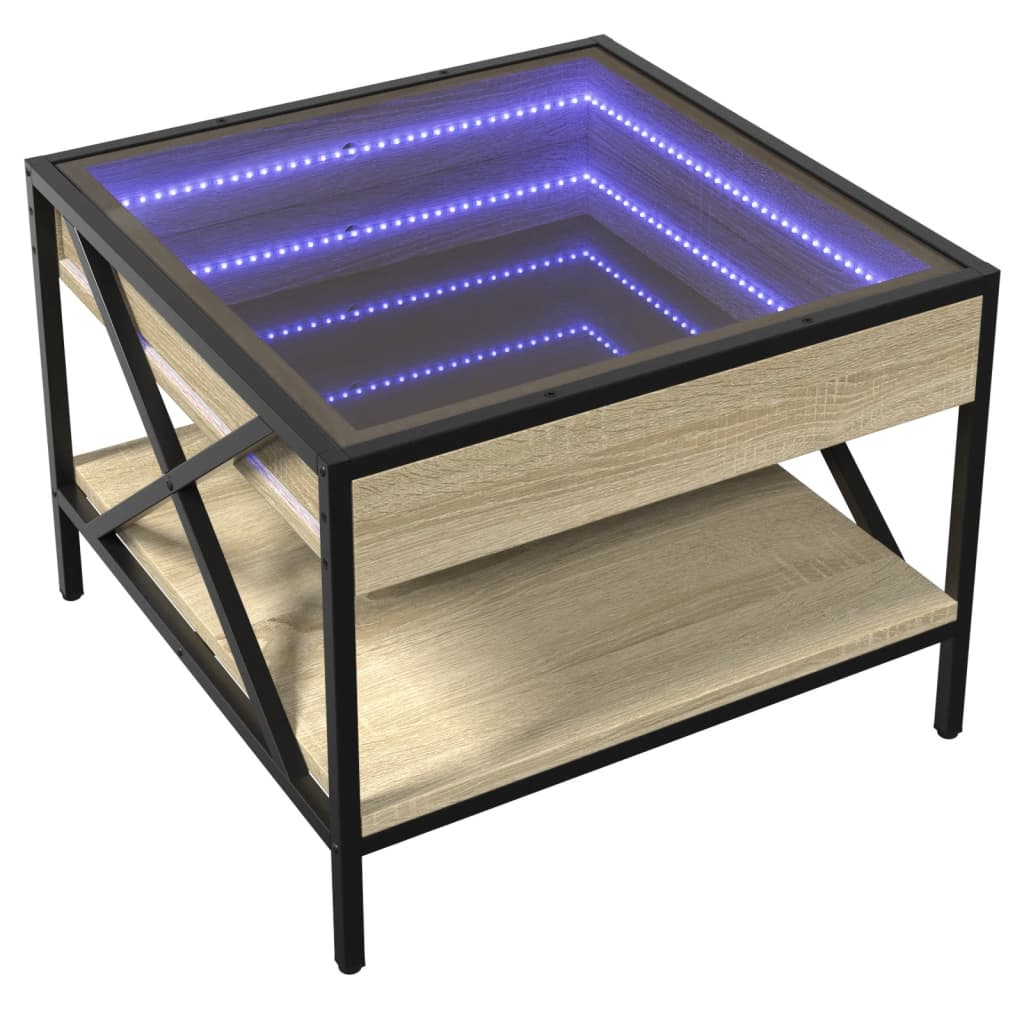 Salontafel met Infinity LED 50x50x38 cm sonoma eikenkleurig is nu te koop bij PeponiXL, paradijselijk wonen!