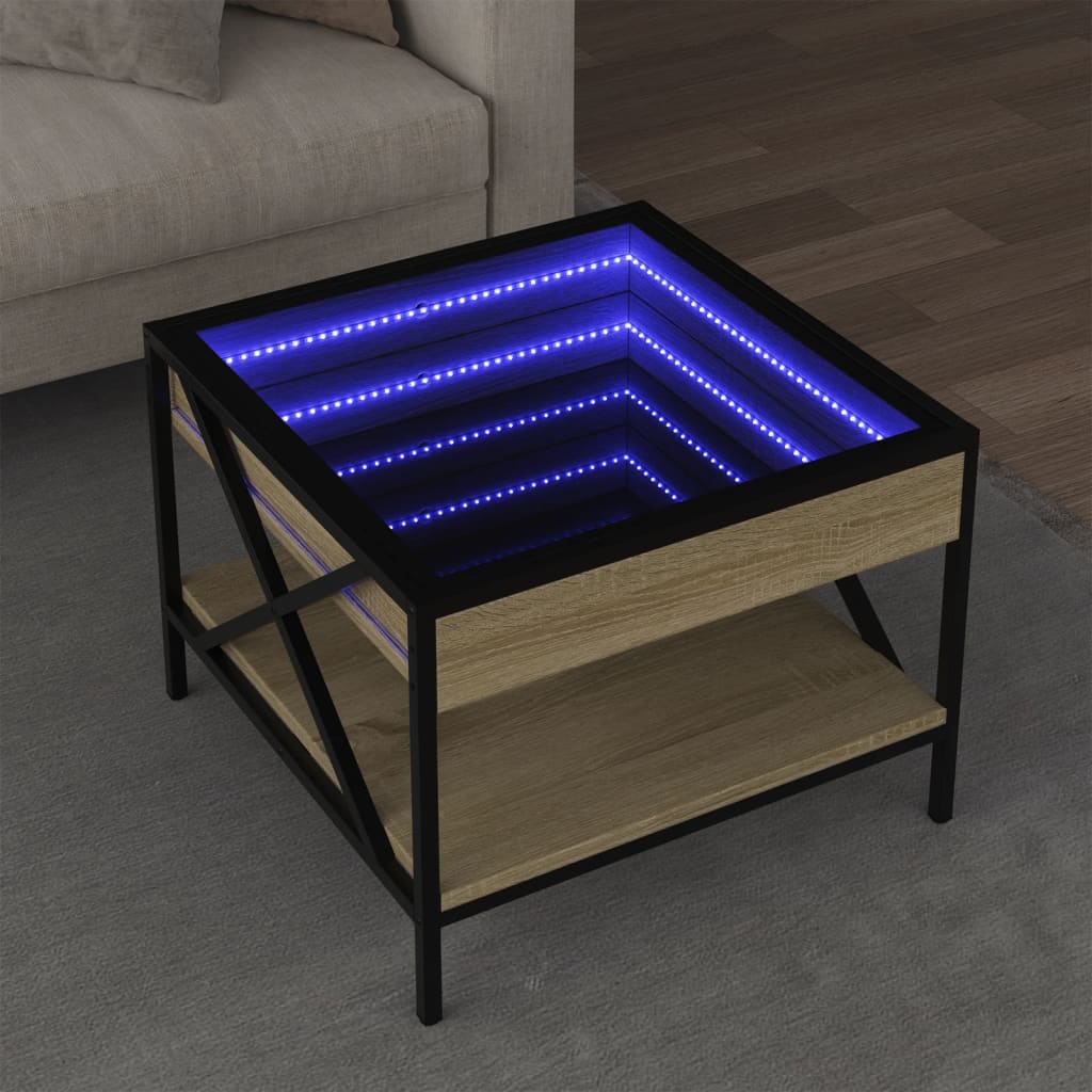 Salontafel met Infinity LED 50x50x38 cm sonoma eikenkleurig is nu te koop bij PeponiXL, paradijselijk wonen!