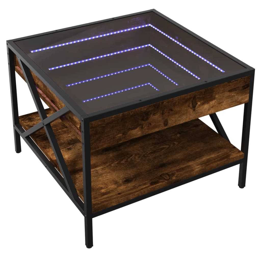 Salontafel met Infinity LED 50x50x38 cm gerookt eikenkleurig is nu te koop bij PeponiXL, paradijselijk wonen!