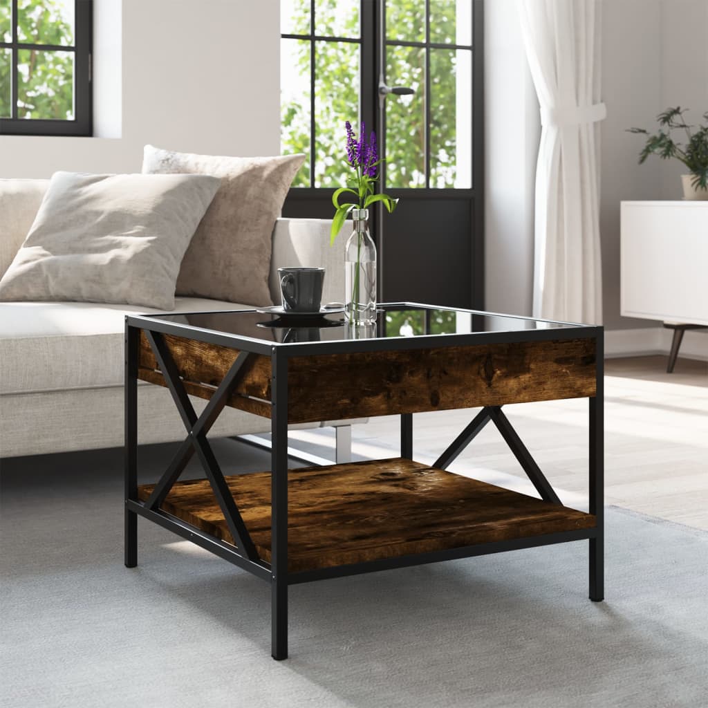 Salontafel met Infinity LED 50x50x38 cm gerookt eikenkleurig is nu te koop bij PeponiXL, paradijselijk wonen!