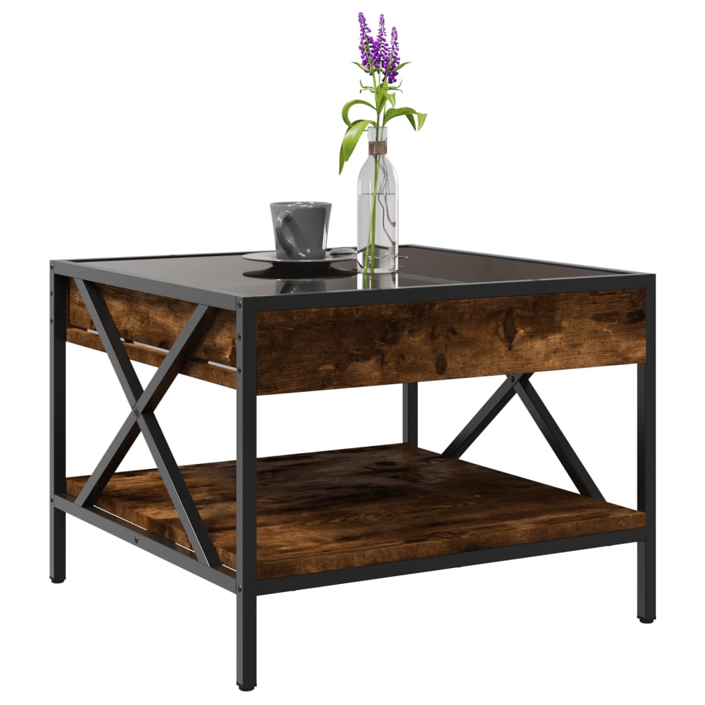 Salontafel met Infinity LED 50x50x38 cm gerookt eikenkleurig is nu te koop bij PeponiXL, paradijselijk wonen!