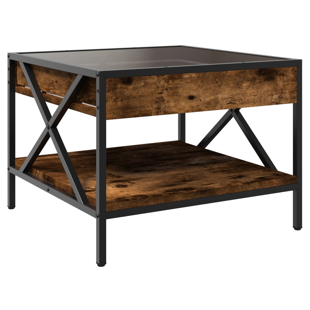 Salontafel met Infinity LED 50x50x38 cm gerookt eikenkleurig is nu te koop bij PeponiXL, paradijselijk wonen!