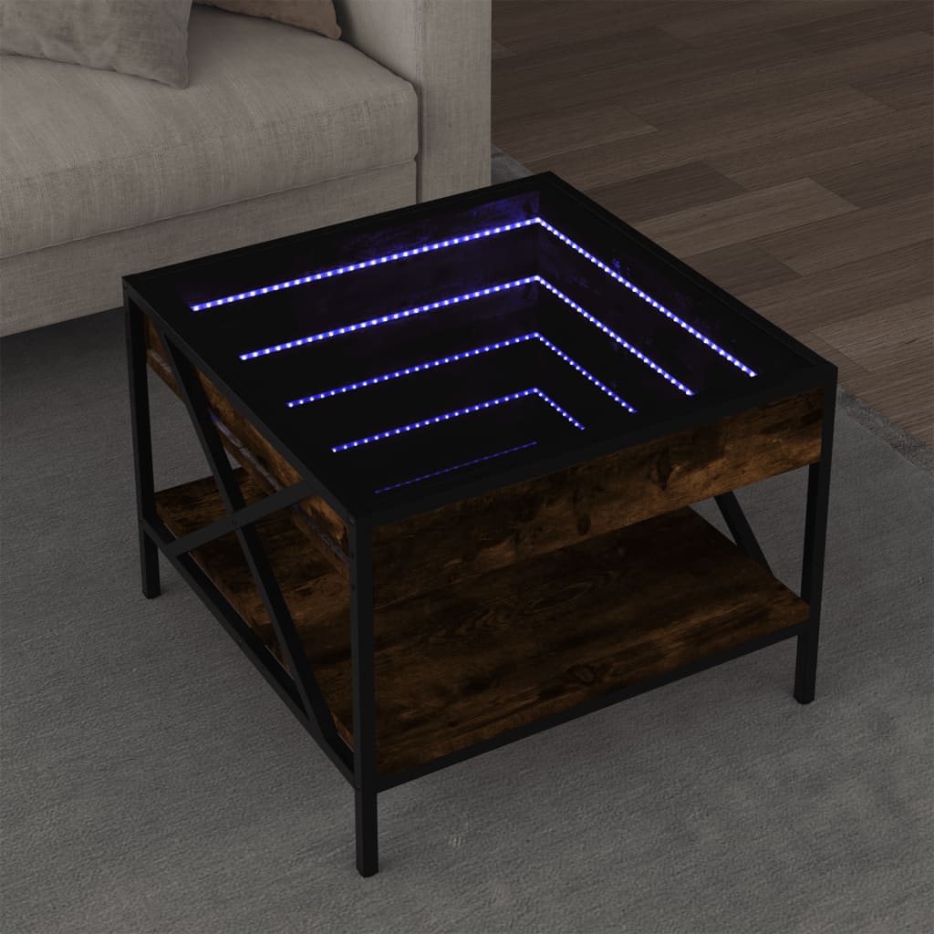 Salontafel met Infinity LED 50x50x38 cm gerookt eikenkleurig is nu te koop bij PeponiXL, paradijselijk wonen!