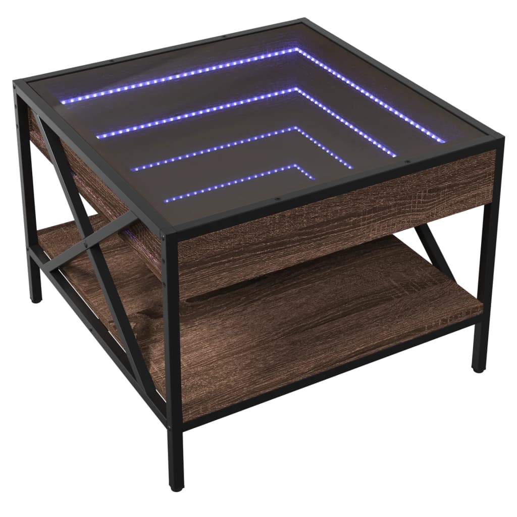 Salontafel met Infinity LED 50x50x38 cm bruin eikenkleurig is nu te koop bij PeponiXL, paradijselijk wonen!