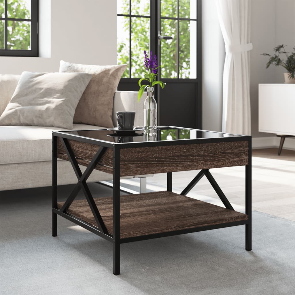 Salontafel met Infinity LED 50x50x38 cm bruin eikenkleurig is nu te koop bij PeponiXL, paradijselijk wonen!
