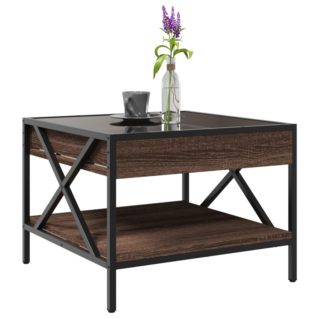 Salontafel met Infinity LED 50x50x38 cm bruin eikenkleurig is nu te koop bij PeponiXL, paradijselijk wonen!
