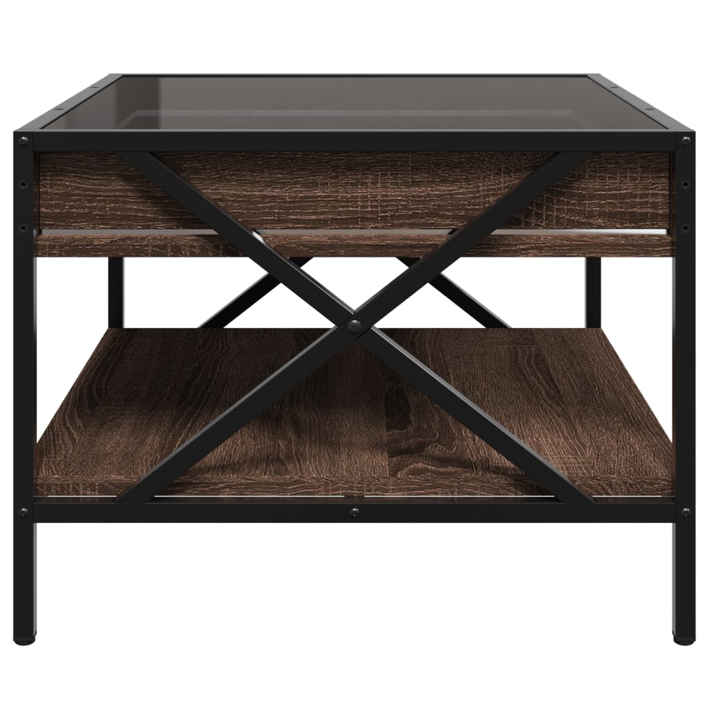 Salontafel met Infinity LED 50x50x38 cm bruin eikenkleurig is nu te koop bij PeponiXL, paradijselijk wonen!