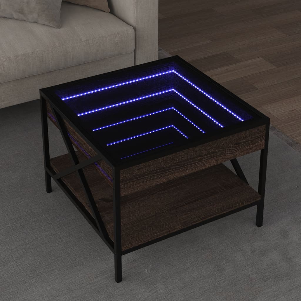Salontafel met Infinity LED 50x50x38 cm bruin eikenkleurig is nu te koop bij PeponiXL, paradijselijk wonen!