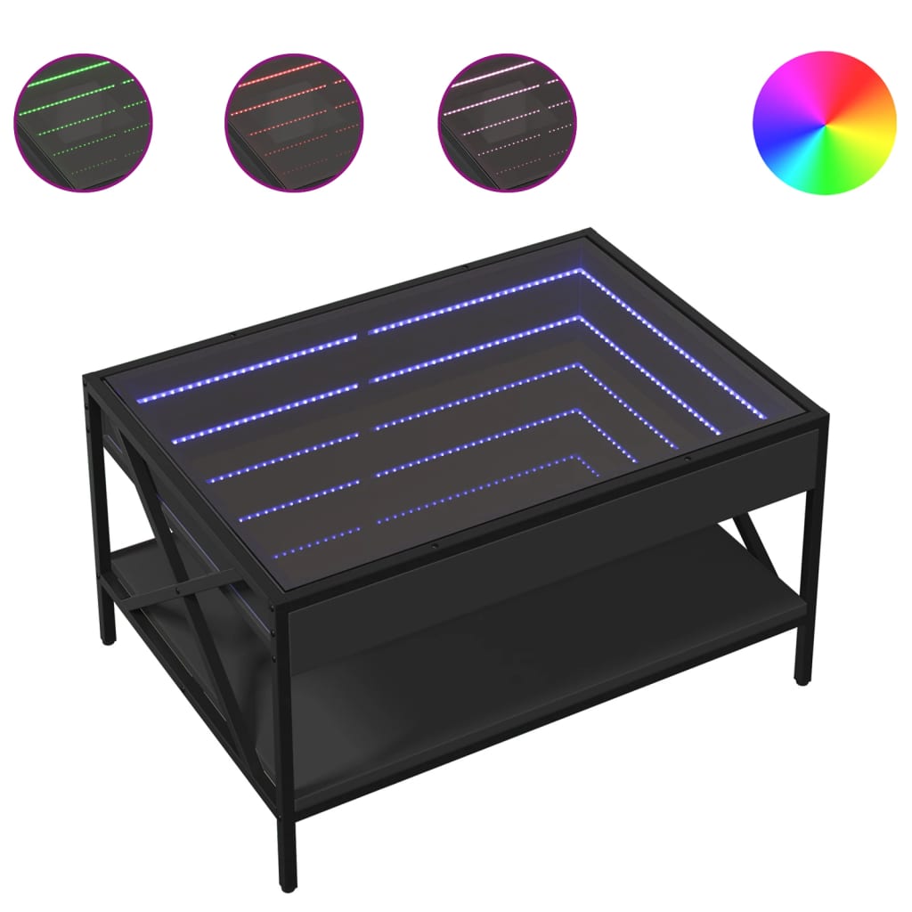 Salontafel met Infinity LED 70x50x38 cm zwart is nu te koop bij PeponiXL, paradijselijk wonen!