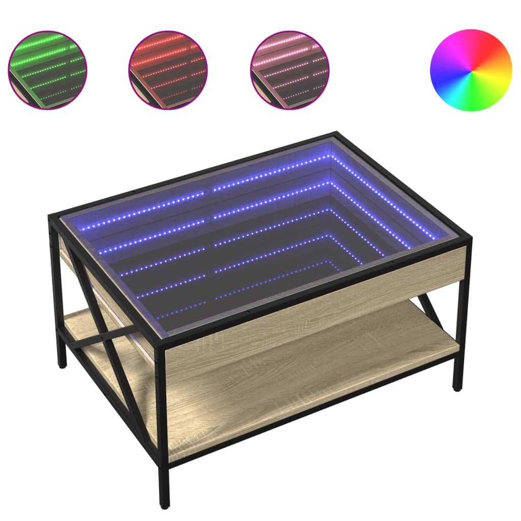 Salontafel met Infinity LED 70x50x38 cm sonoma eikenkleurig is nu te koop bij PeponiXL, paradijselijk wonen!