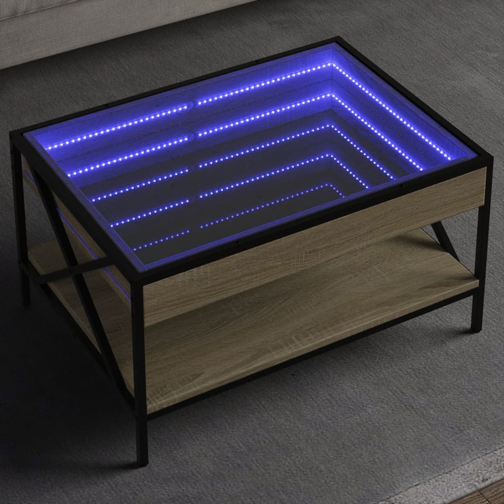 Salontafel met Infinity LED 70x50x38 cm sonoma eikenkleurig is nu te koop bij PeponiXL, paradijselijk wonen!