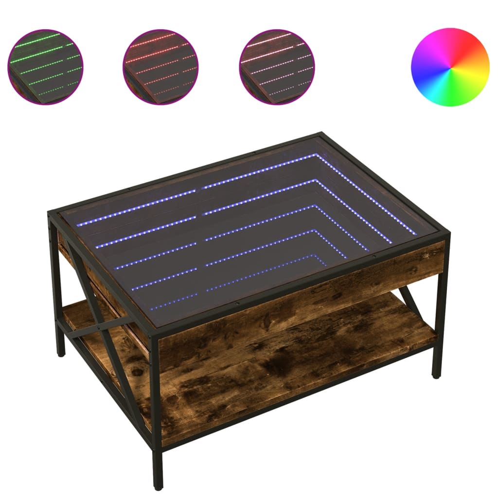 Salontafel met Infinity LED 70x50x38 cm gerookt eikenkleurig is nu te koop bij PeponiXL, paradijselijk wonen!