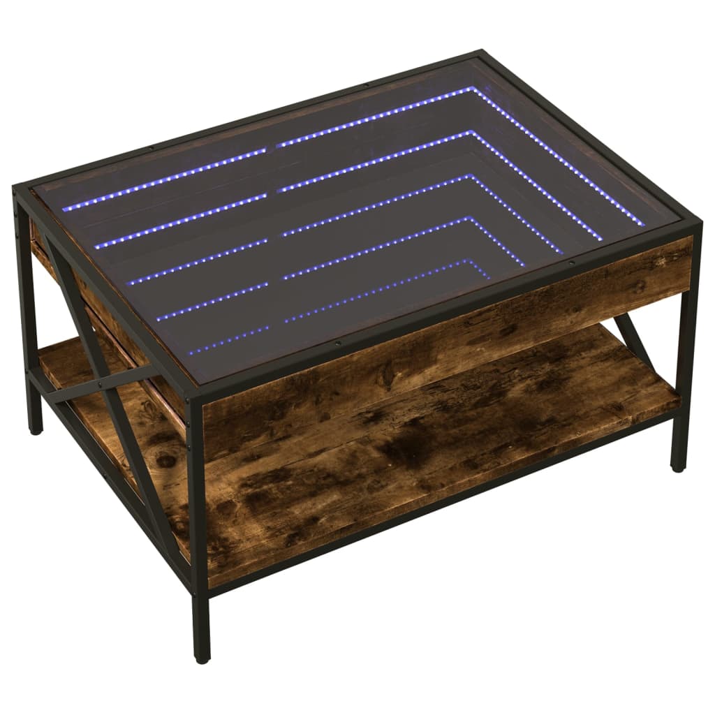 Salontafel met Infinity LED 70x50x38 cm gerookt eikenkleurig is nu te koop bij PeponiXL, paradijselijk wonen!