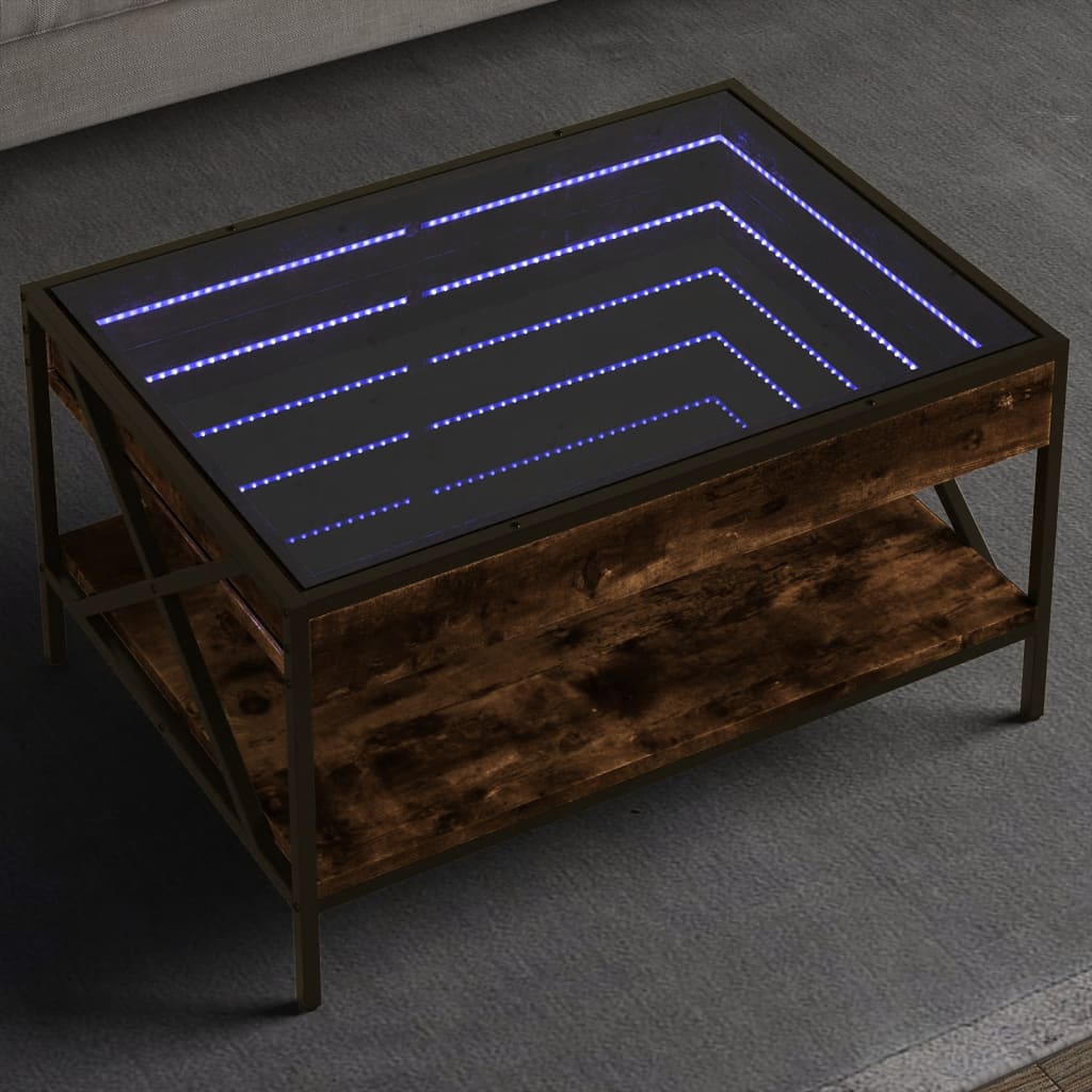 Salontafel met Infinity LED 70x50x38 cm gerookt eikenkleurig is nu te koop bij PeponiXL, paradijselijk wonen!
