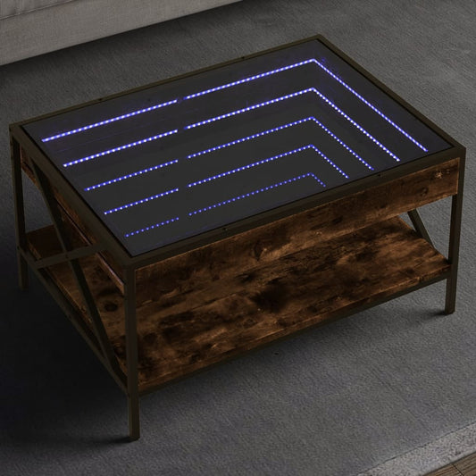 Salontafel met Infinity LED 70x50x38 cm gerookt eikenkleurig is nu te koop bij PeponiXL, paradijselijk wonen!