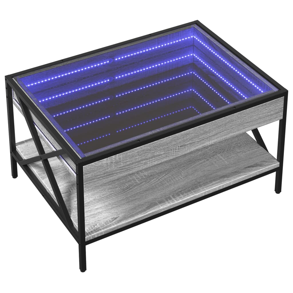 Salontafel met Infinity LED 70x50x38 cm grijs sonoma eikenkleur is nu te koop bij PeponiXL, paradijselijk wonen!