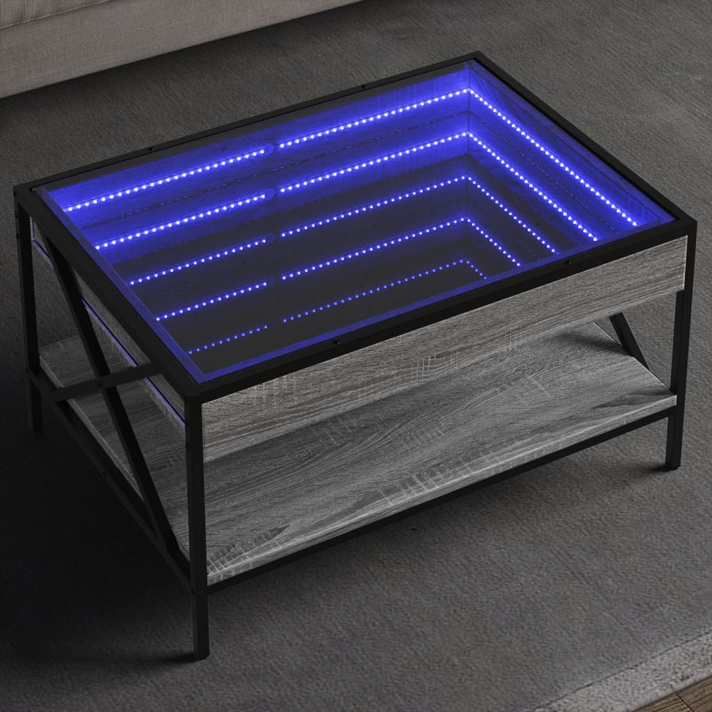Salontafel met Infinity LED 70x50x38 cm grijs sonoma eikenkleur is nu te koop bij PeponiXL, paradijselijk wonen!