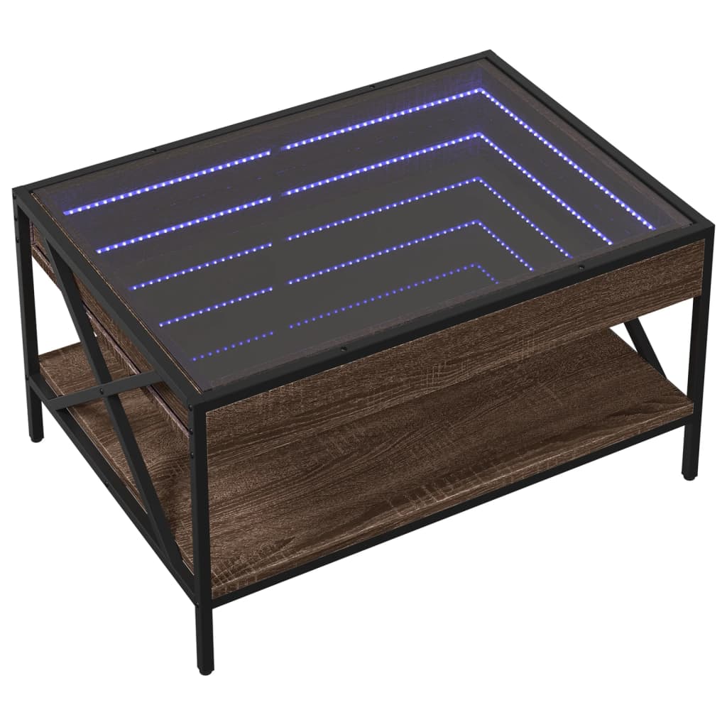 Salontafel met Infinity LED 70x50x38 cm bruin eikenkleurig is nu te koop bij PeponiXL, paradijselijk wonen!