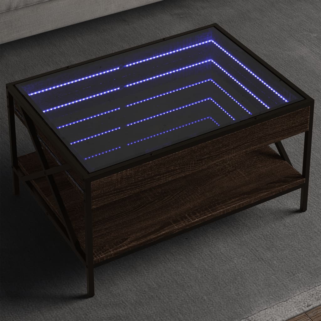 Salontafel met Infinity LED 70x50x38 cm bruin eikenkleurig is nu te koop bij PeponiXL, paradijselijk wonen!