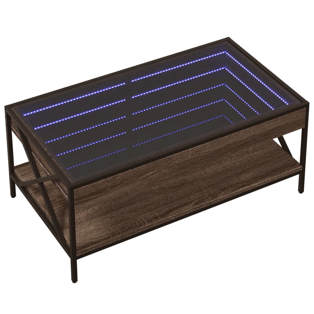Salontafel met Infinity LED 90x50x38 cm bruin eikenkleurig is nu te koop bij PeponiXL, paradijselijk wonen!
