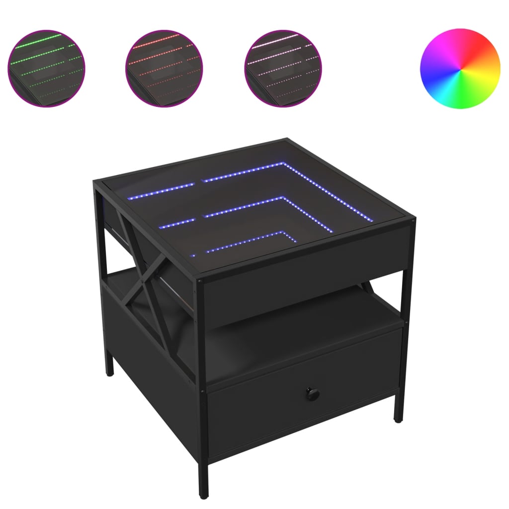 Salontafel met Infinity LED 50x50x51 cm zwart is nu te koop bij PeponiXL, paradijselijk wonen!