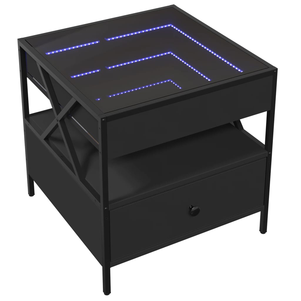 Salontafel met Infinity LED 50x50x51 cm zwart is nu te koop bij PeponiXL, paradijselijk wonen!