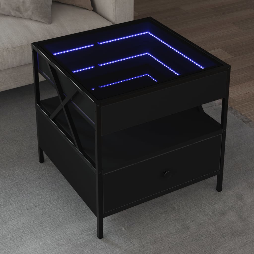 Salontafel met Infinity LED 50x50x51 cm zwart is nu te koop bij PeponiXL, paradijselijk wonen!