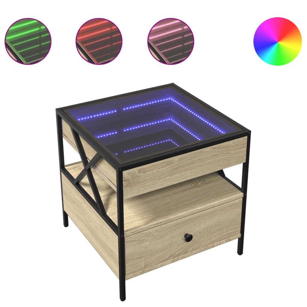 Salontafel met Infinity LED 50x50x51 cm sonoma eikenkleurig is nu te koop bij PeponiXL, paradijselijk wonen!