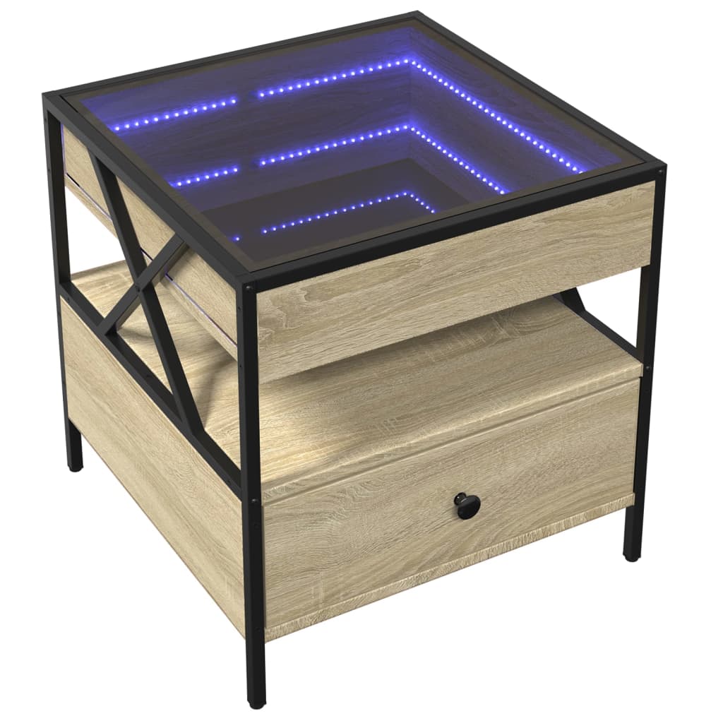 Salontafel met Infinity LED 50x50x51 cm sonoma eikenkleurig is nu te koop bij PeponiXL, paradijselijk wonen!