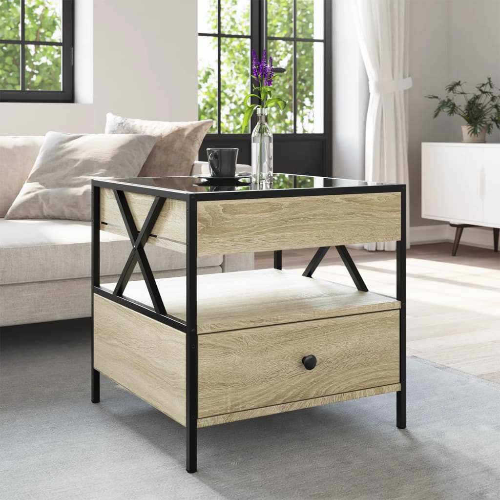 Salontafel met Infinity LED 50x50x51 cm sonoma eikenkleurig is nu te koop bij PeponiXL, paradijselijk wonen!