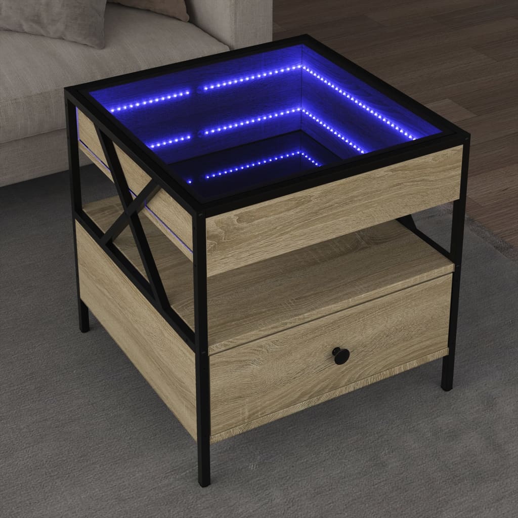 Salontafel met Infinity LED 50x50x51 cm sonoma eikenkleurig is nu te koop bij PeponiXL, paradijselijk wonen!