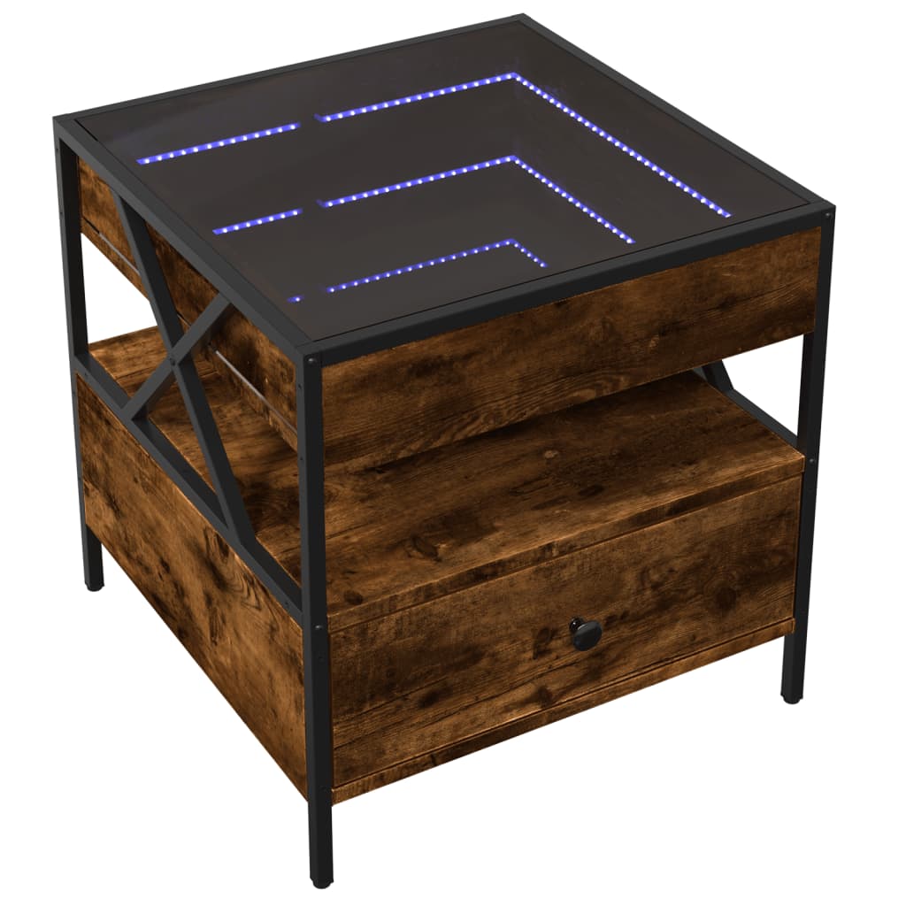 Salontafel met Infinity LED 50x50x51 cm gerookt eikenkleurig is nu te koop bij PeponiXL, paradijselijk wonen!