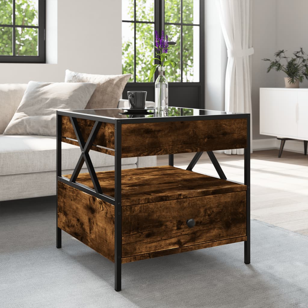 Salontafel met Infinity LED 50x50x51 cm gerookt eikenkleurig is nu te koop bij PeponiXL, paradijselijk wonen!