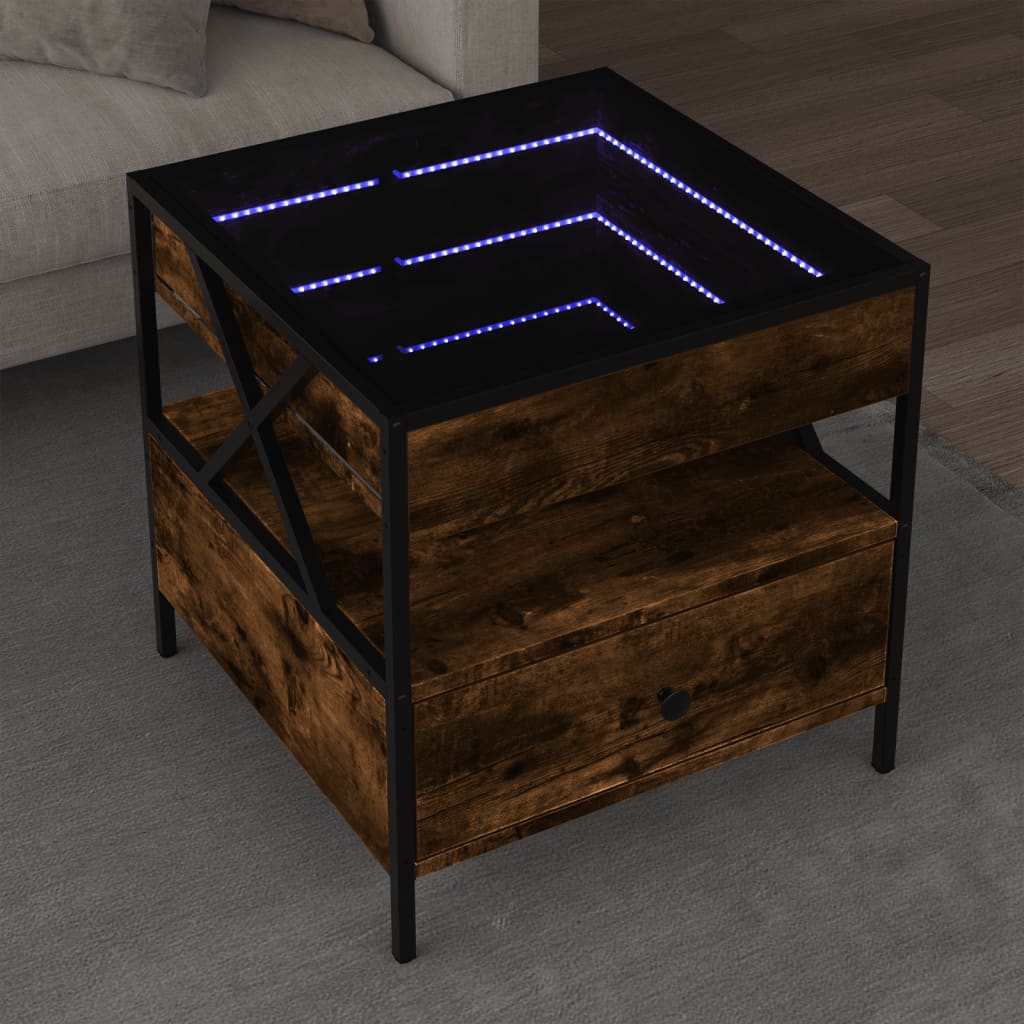Salontafel met Infinity LED 50x50x51 cm gerookt eikenkleurig is nu te koop bij PeponiXL, paradijselijk wonen!