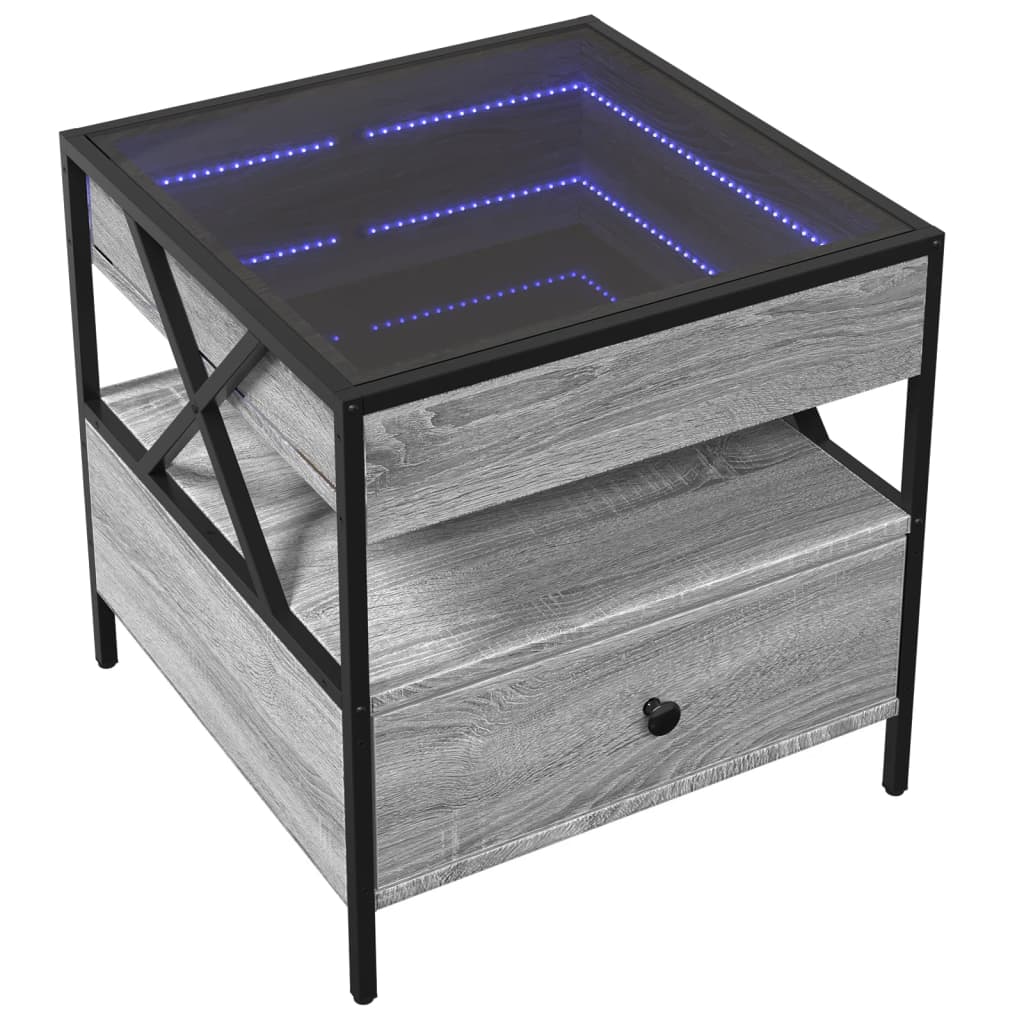 Salontafel met Infinity LED 50x50x51 cm grijs sonoma eikenkleur is nu te koop bij PeponiXL, paradijselijk wonen!